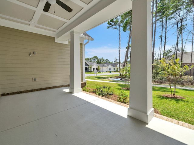 view of patio / terrace featuring ceiling fan