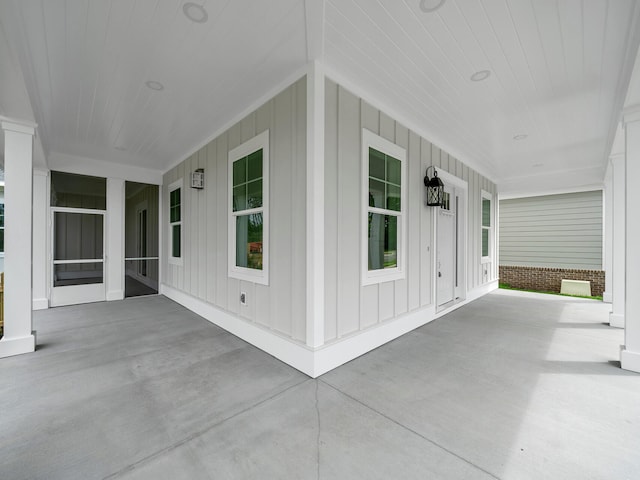 view of patio featuring a porch