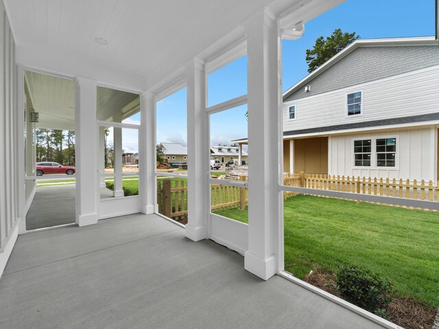 view of unfurnished sunroom