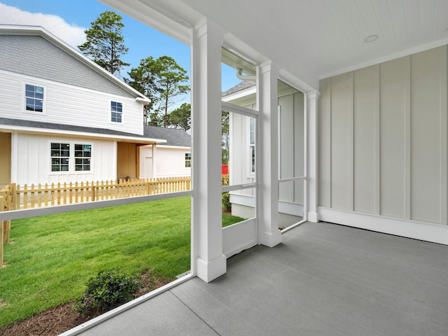 view of unfurnished sunroom