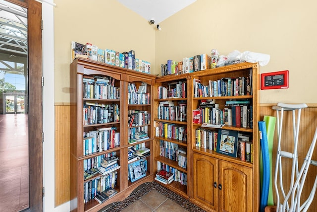 interior space featuring light tile patterned floors