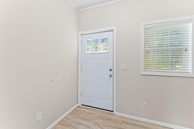 foyer with light wood-type flooring