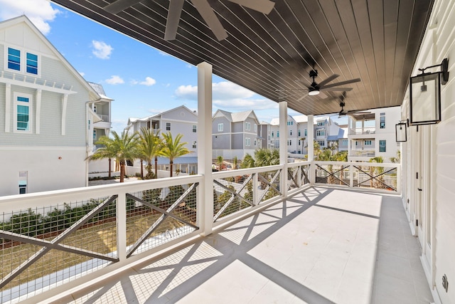 balcony with ceiling fan