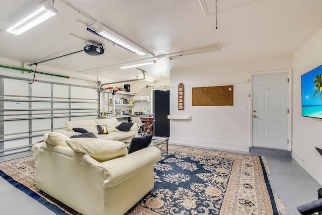 garage with a garage door opener