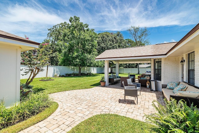 view of patio / terrace featuring an outdoor living space