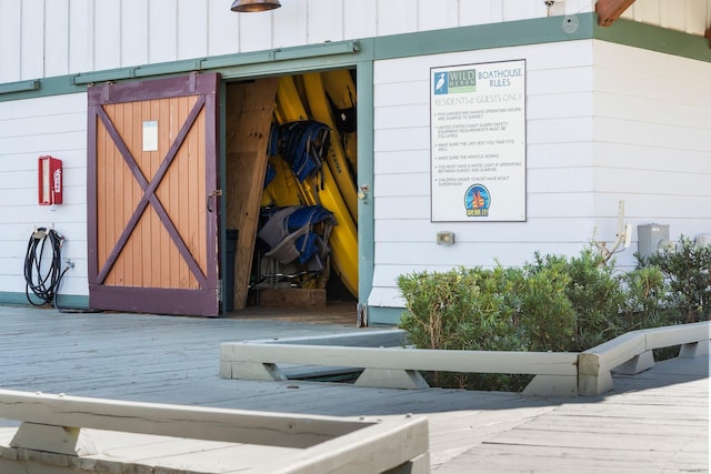 exterior space featuring board and batten siding