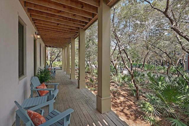 wooden deck featuring a porch