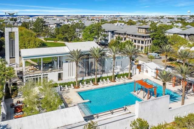 view of swimming pool featuring a patio