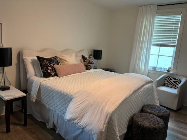 bedroom with wood-type flooring