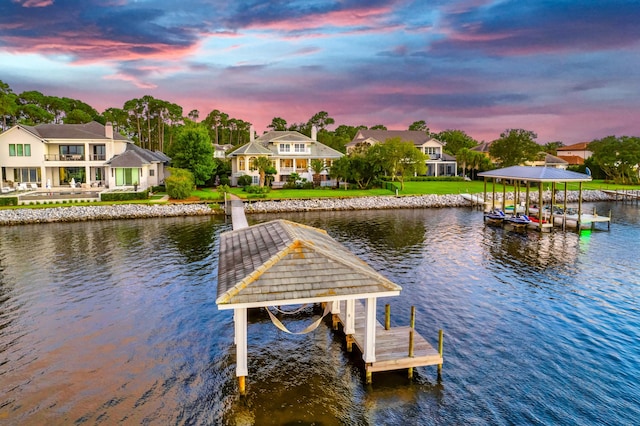 view of dock featuring a water view