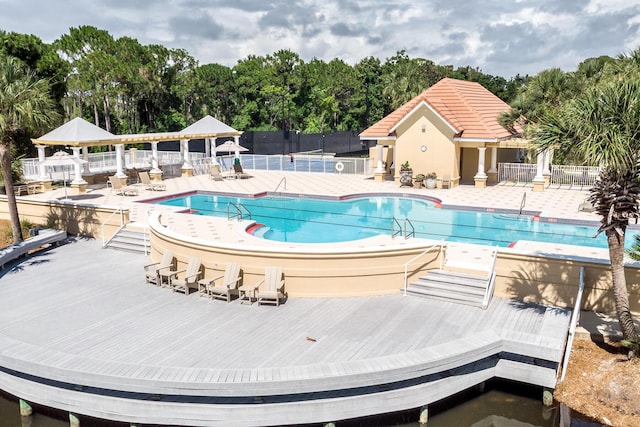 view of pool with a gazebo and a patio area