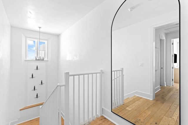 stairway featuring wood-type flooring