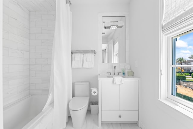 26 N Sea Garden St Unit Z17, Inlet Beach, FL 32461 - full bath with vanity, toilet, marble finish floors, and shower / bath combo with shower curtain