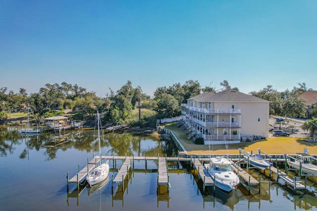 view of dock featuring a water view