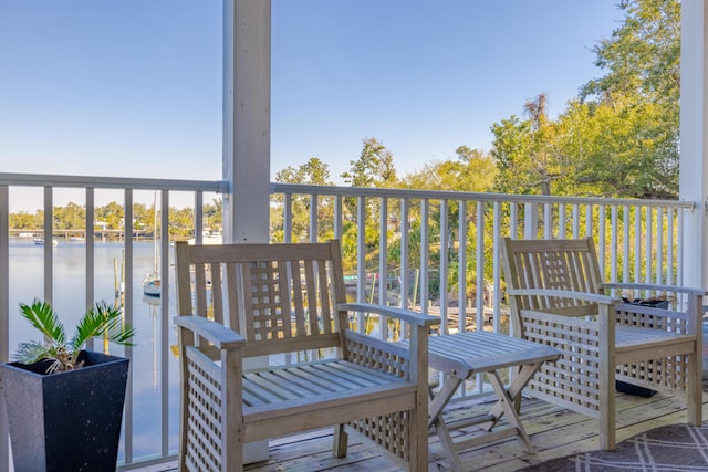 balcony with a water view