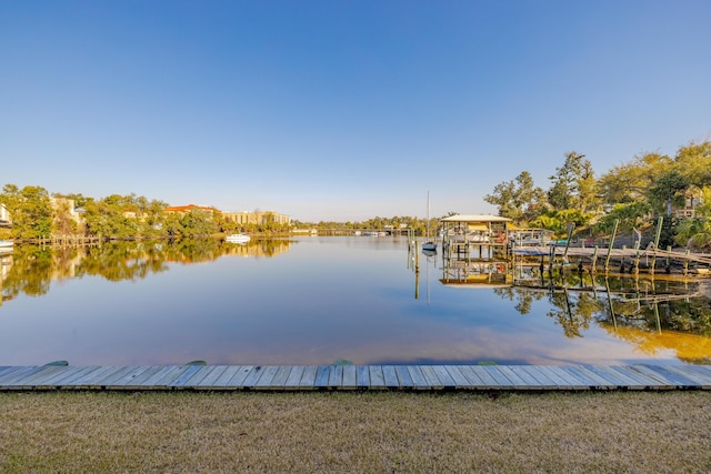 view of dock featuring a water view