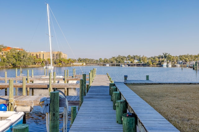 view of dock featuring a water view