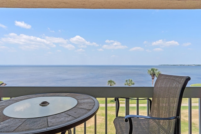 balcony with a water view