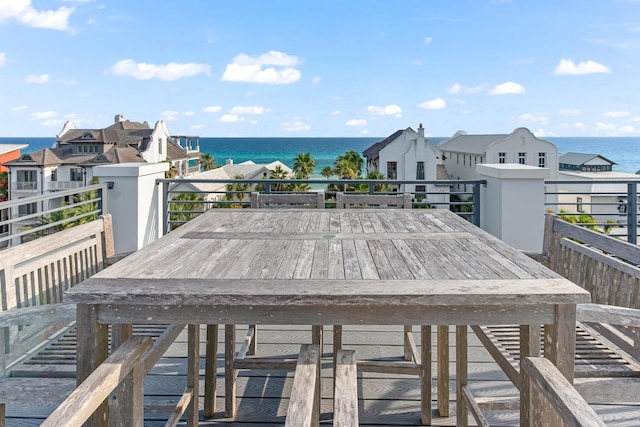 deck with a water view