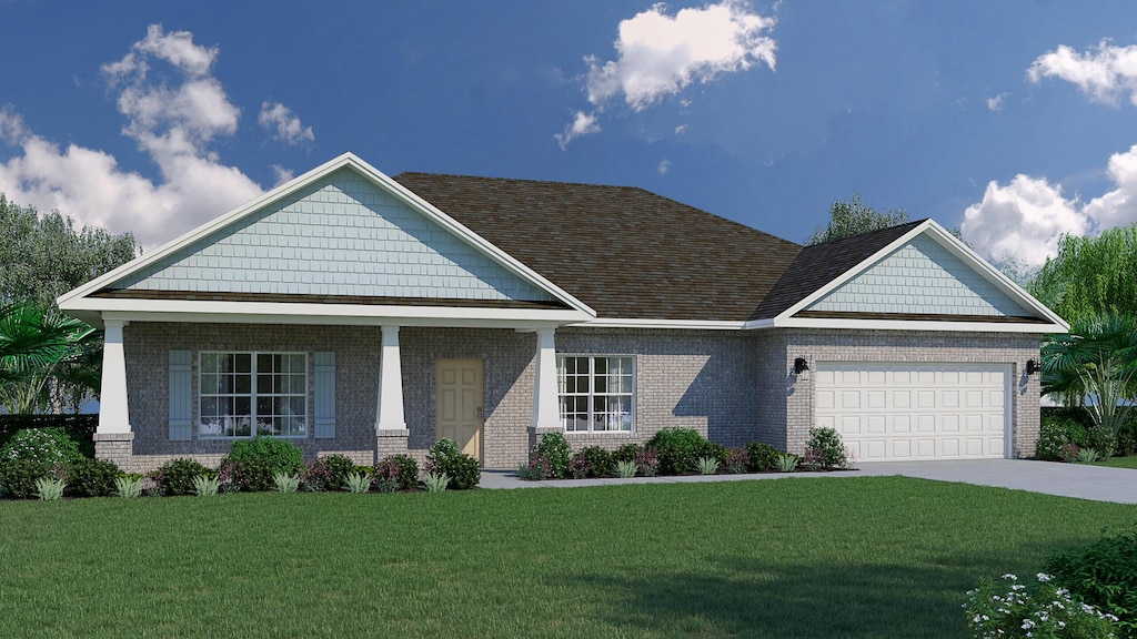 craftsman house featuring a garage and a front yard