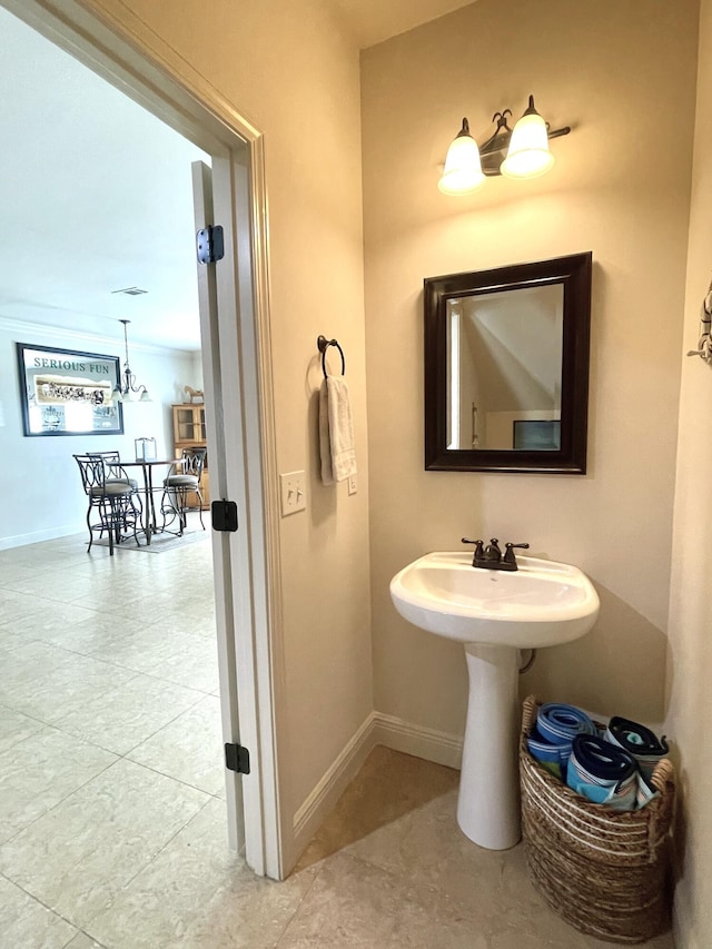 bathroom with tile patterned floors