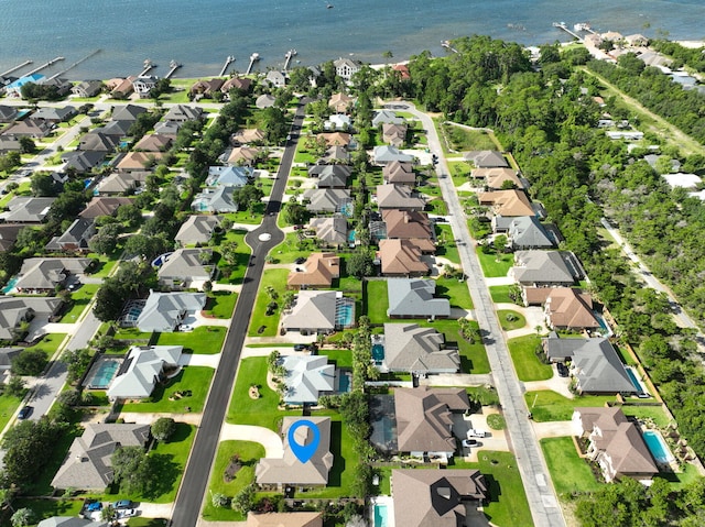 bird's eye view featuring a water view