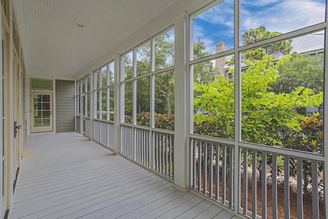 view of unfurnished sunroom