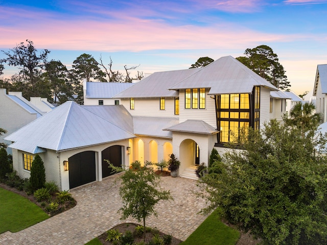 view of front of house with a garage