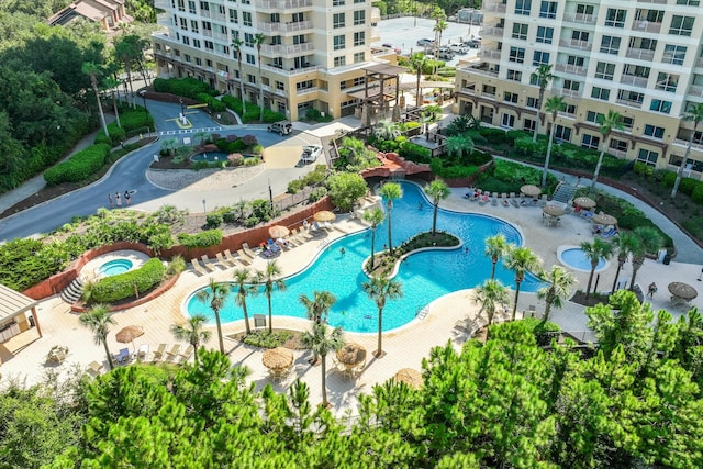 view of pool featuring a patio