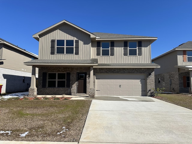 view of front facade with a garage and a porch