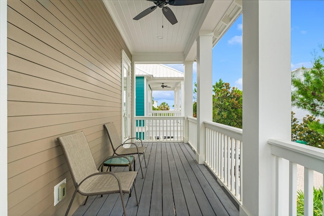 deck featuring ceiling fan