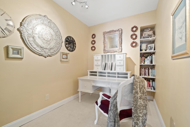 view of carpeted home office