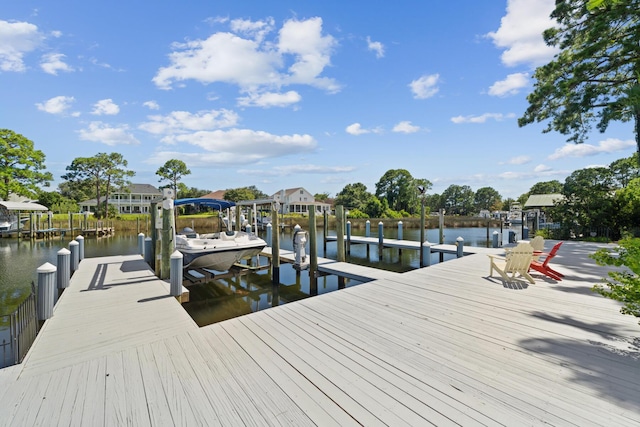 view of dock featuring a water view