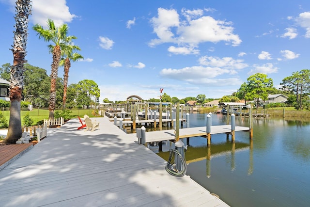 dock area featuring a water view