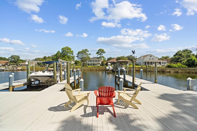 dock area featuring a water view