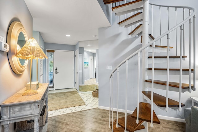 foyer with hardwood / wood-style flooring