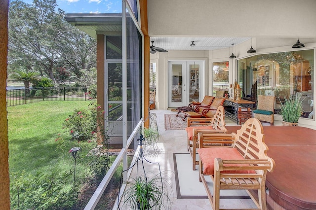 sunroom / solarium with french doors