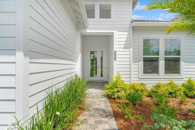 property entrance with french doors