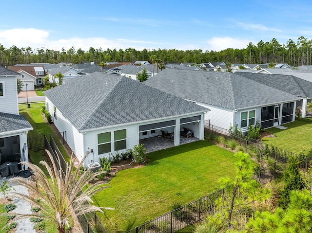 drone / aerial view with a residential view