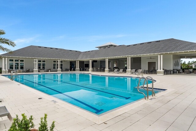 pool featuring a patio area