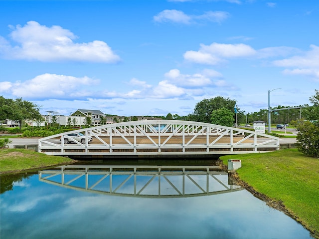 view of dock featuring a water view