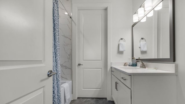 bathroom with vanity and shower / bathtub combination