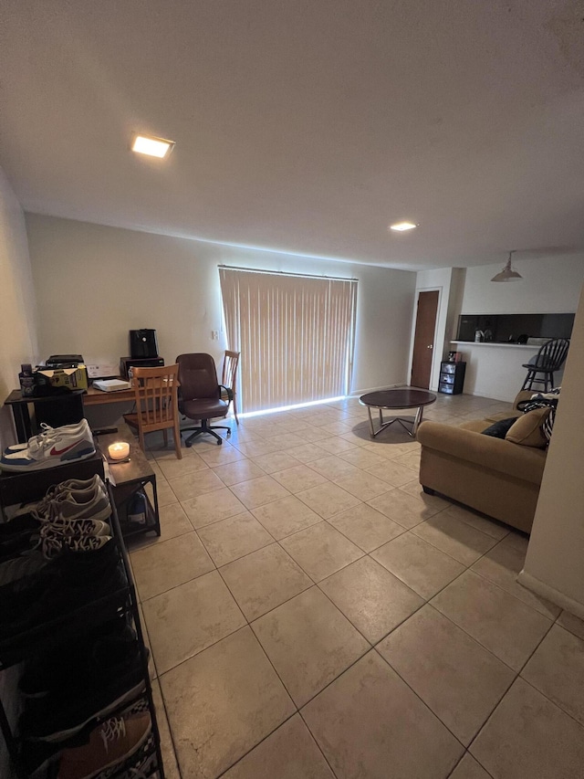 view of tiled living room