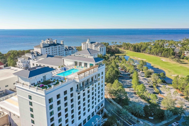 bird's eye view featuring a water view