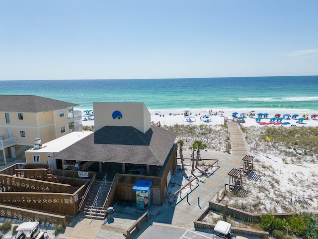 view of water feature with a view of the beach