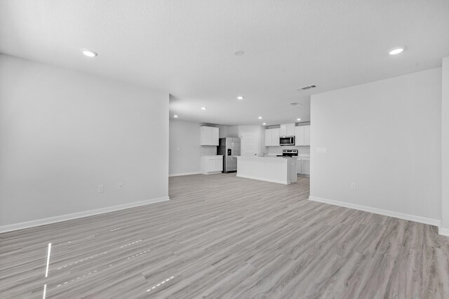 unfurnished living room featuring light hardwood / wood-style flooring