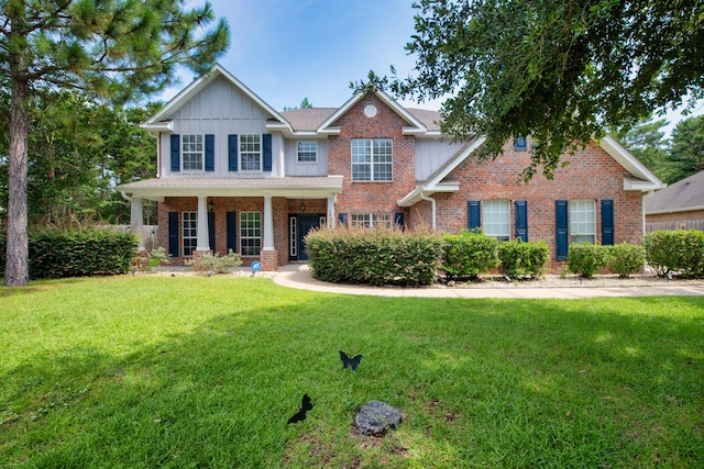 view of front of home with a front lawn