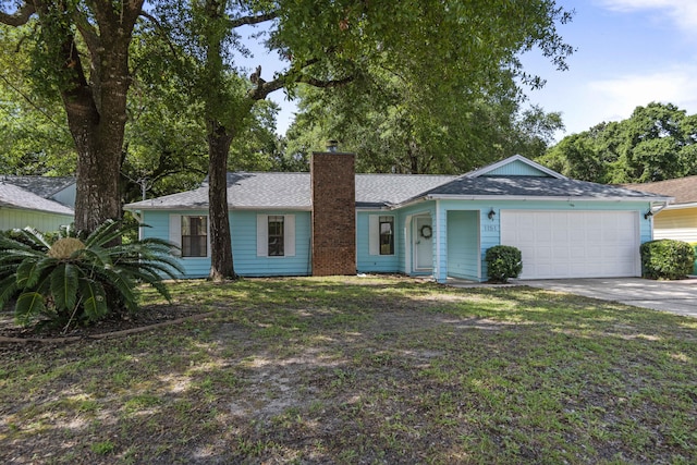 ranch-style house featuring a garage