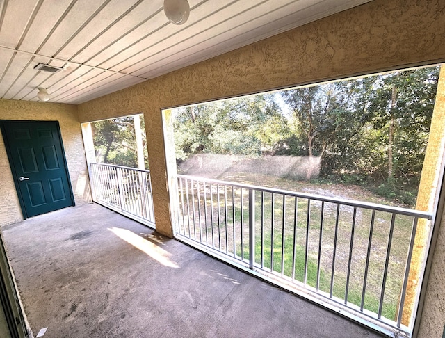 view of unfurnished sunroom