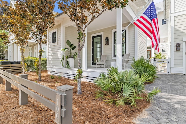 exterior space with covered porch